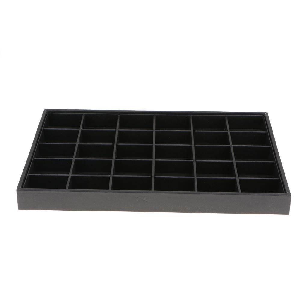 2pcs PU Leather Stackable Jewelry Tray Showcase Display Organizer 30 Slots
