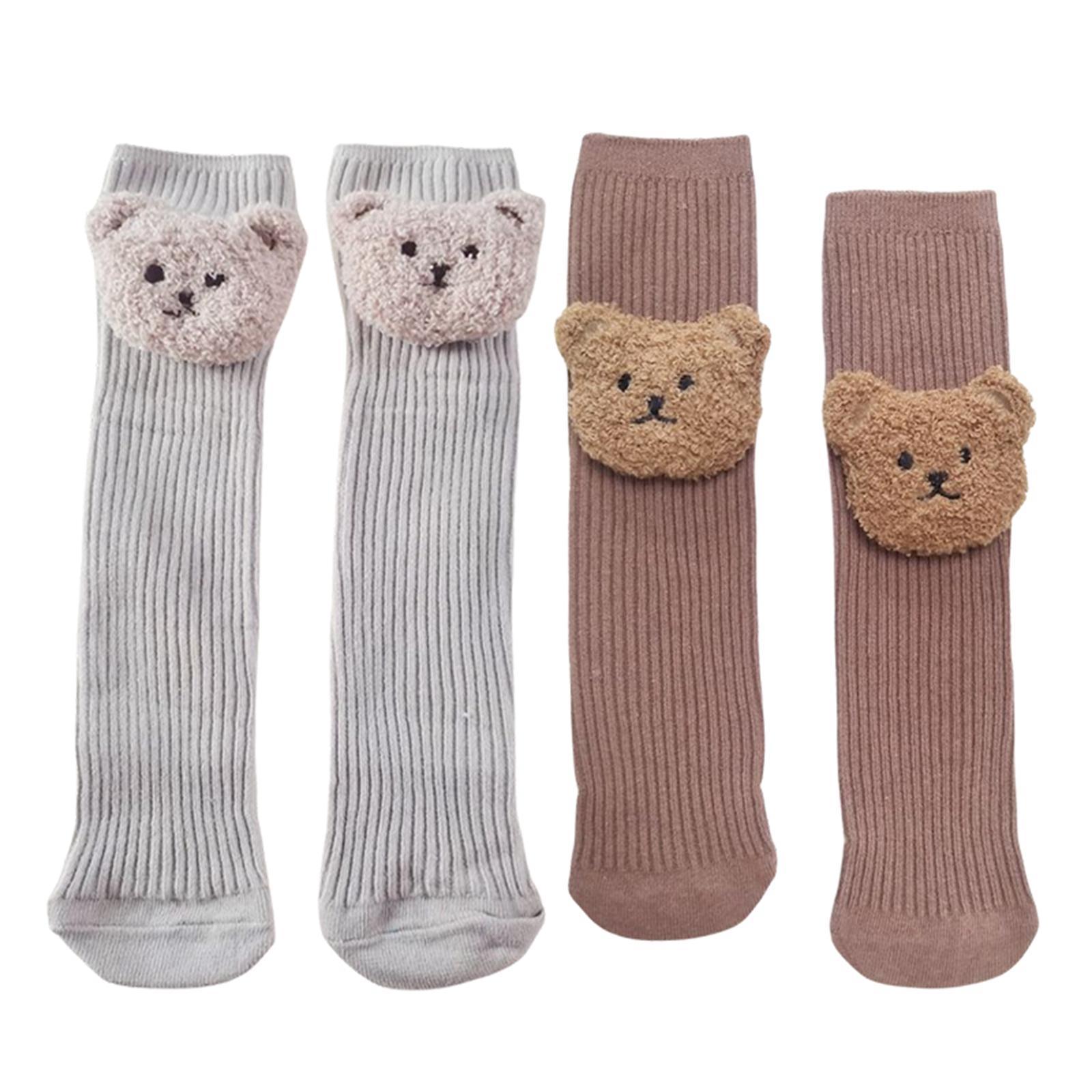2 Pairs Thickened Baby Socks 3D Bear Cartoon Cotton for Boys Girls Infant