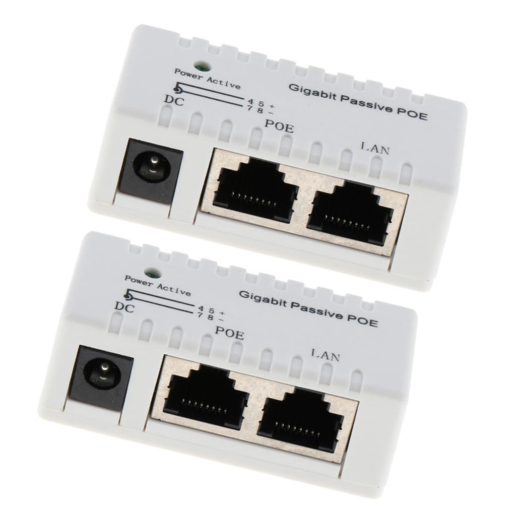 2x 12V-52V Gigabit PoE Injector Power Supply Ethernet Adapter 2.1mm x 5.5mm