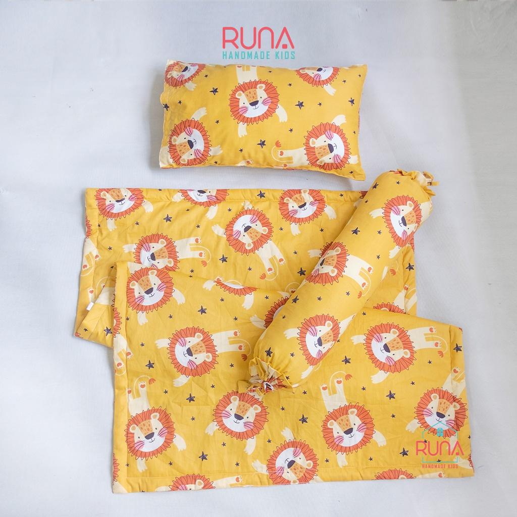 Bộ chăn gối đi học cho bé Mẫu Giáo Runa Kids chất liệu cotton Hàn 100% cao cấp thoáng mát an toàn cho làn da của bé