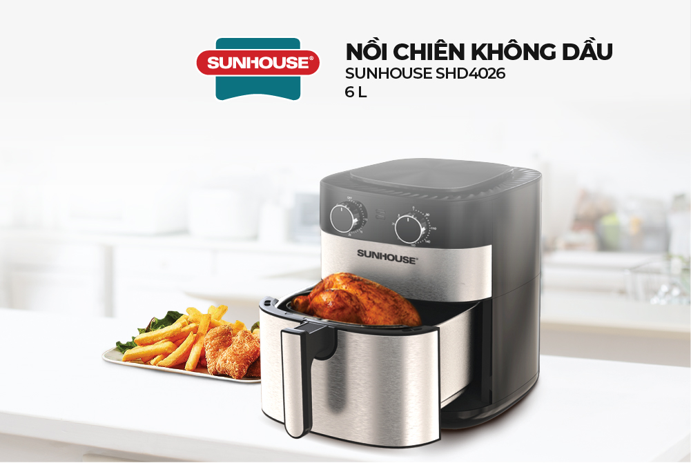 Nồi Chiên Không Dầu Sunhouse SHD4026 (6 lít) - Hàng Chính Hãng