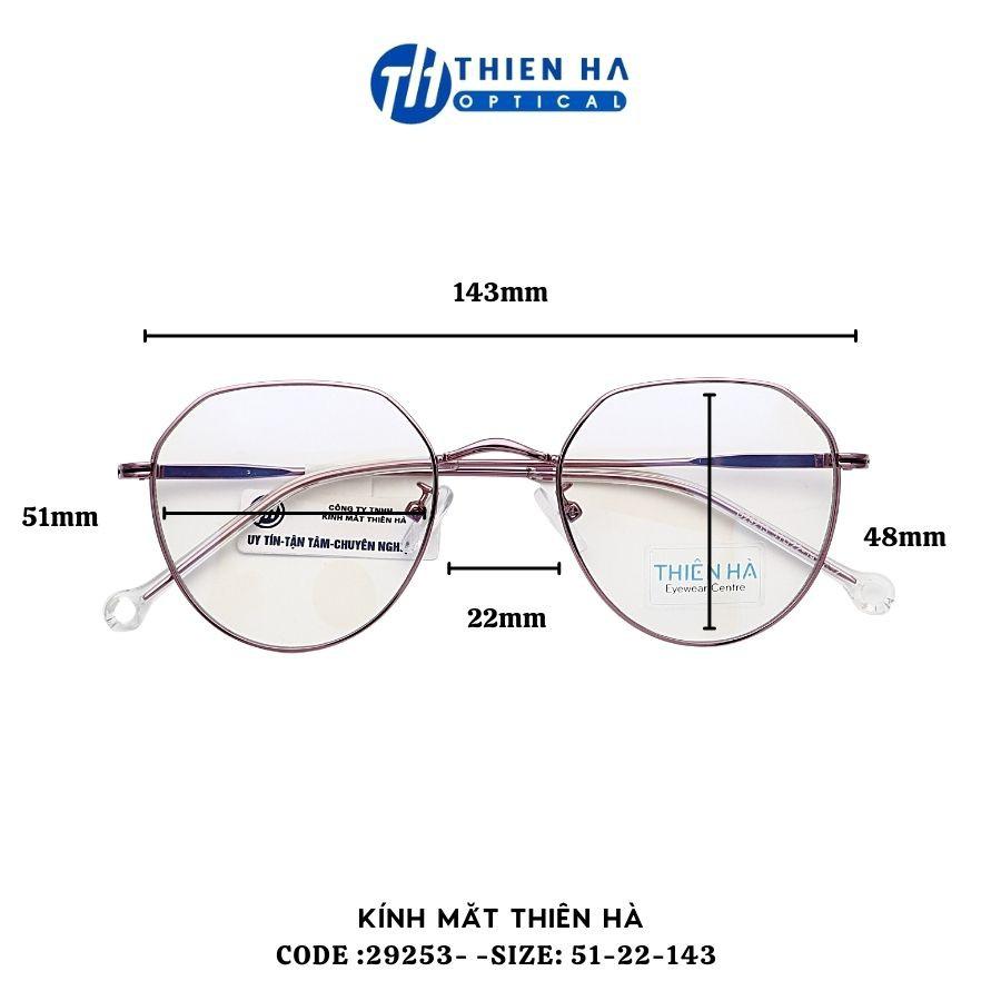 Gọng kính kim loại nam nữ THIÊN HÀ OPTICAL dáng đa giác nhẹ chống gỉ kiểu dáng thời trang D29213 51-22-143