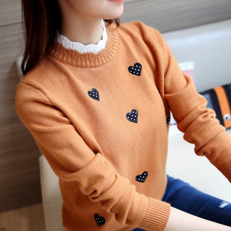 Áo len nữ dài tay cổ phối viền xinh, thời trang nữ phong cách trẻ trung