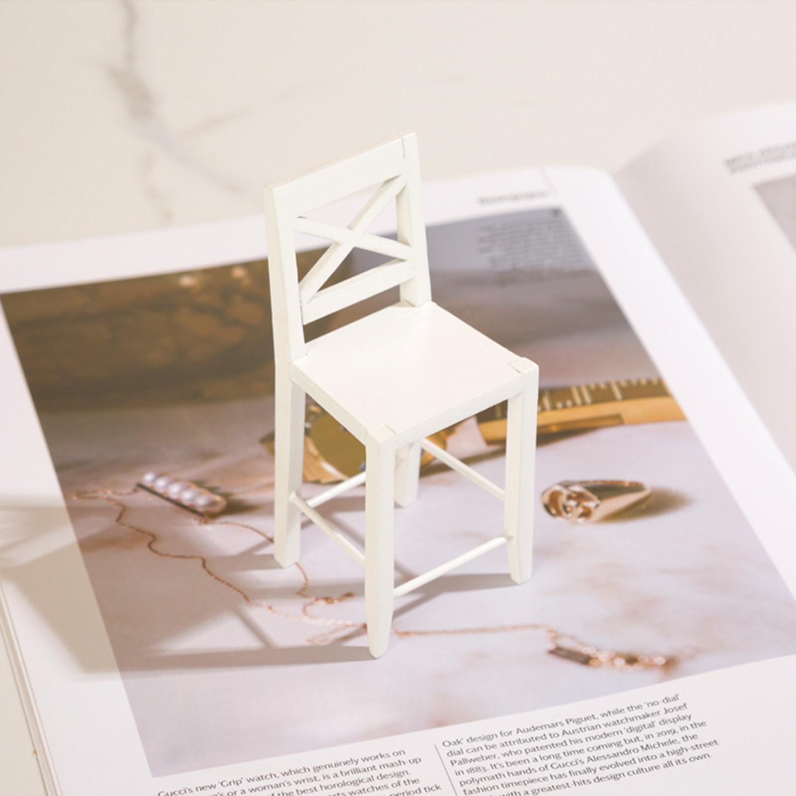 Dollhouse Chair Furniture Model Photo Props Life Scene Accessories 1:12 Chair Model Wooden Miniature Chair for Dinning Room