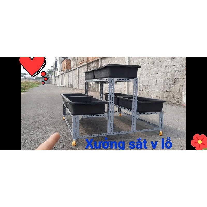 Kệ sắt v lỗ trồng rau Thông Minh 2 Tầng 6 khay
