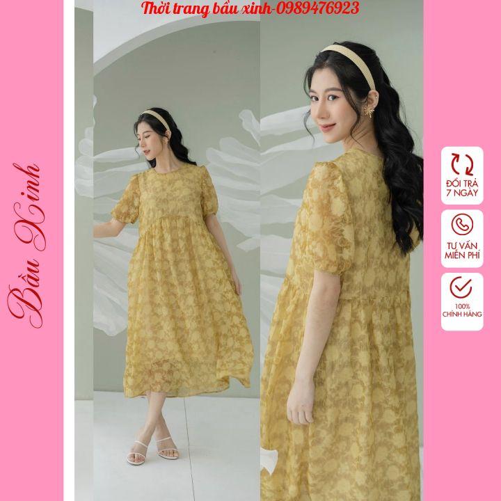 đầm bầu dáng dài-Váy bầu dáng suông cao cấp thiết kế sang chảnh siêu đẹp