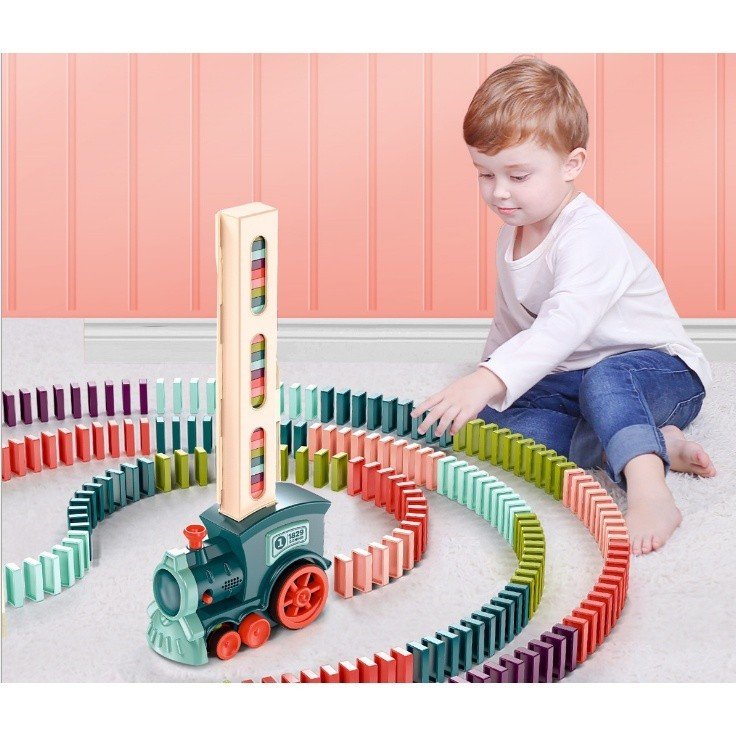 Đồ Chơi Xe Lửa Domino Train Xếp Domino Tự Động Cho Bé Vui Nhộn