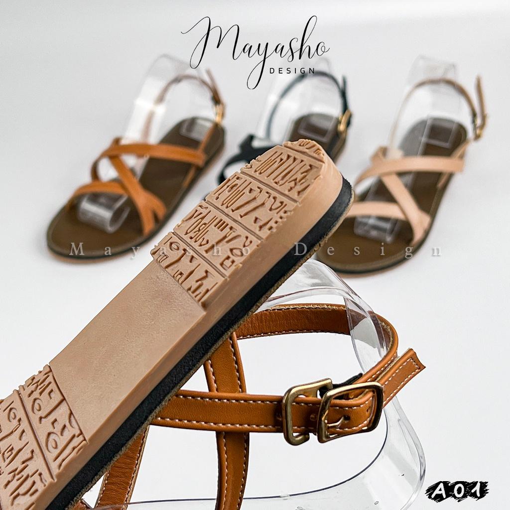 Sandal nữ đế bệt quai hậu dây mảnh, quai da mềm form ôm chân, 3 màu thời trang, - Mayasho A01