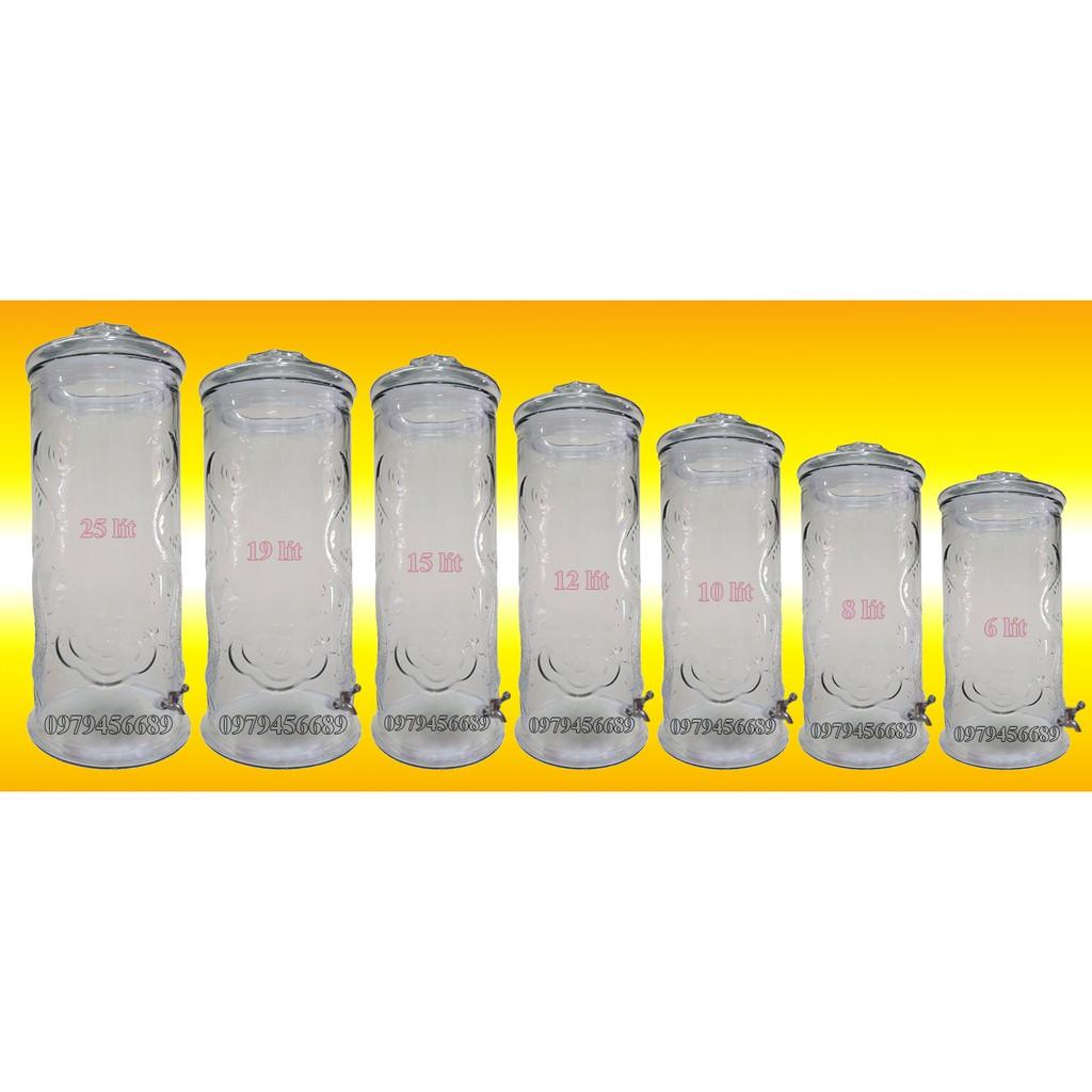 Bình thủy tinh trụ rồng 8 lít có vòi