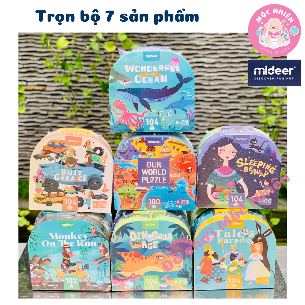 Đồ Chơi Xếp Hình Puzzle MIDEER Dạng Valy Xách Tay - Chủ đề Monkey on the Run (102 Mảnh Ghép) Dành cho bé từ 4 tuổi