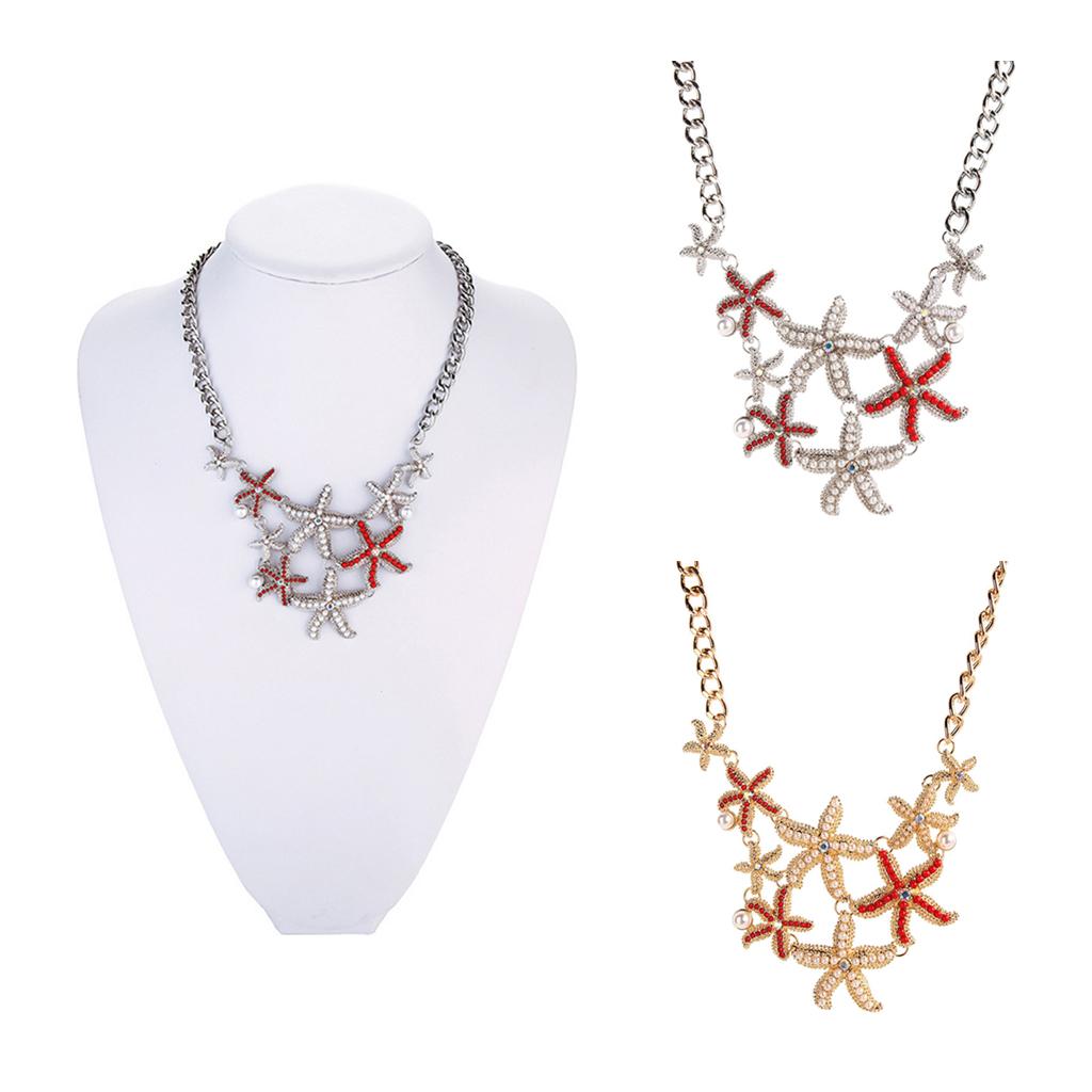 Ocean Style starfish Pendant Necklace Pearl Alloy Tassel Necklace