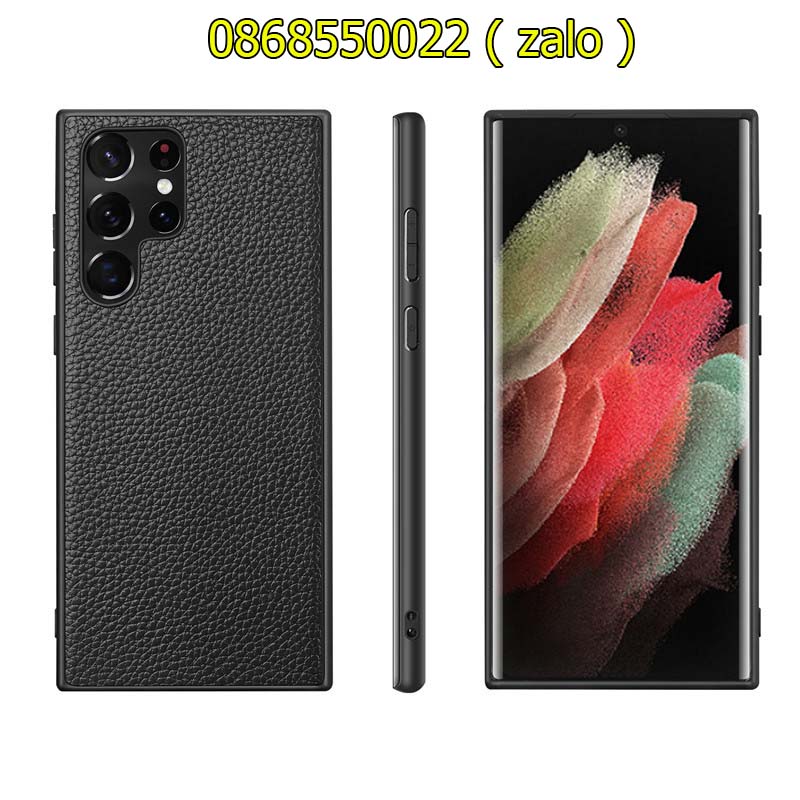 Ốp lưng da bò dành cho Samsung S22 ultra 5G hàng nhập khẩu cao cấp