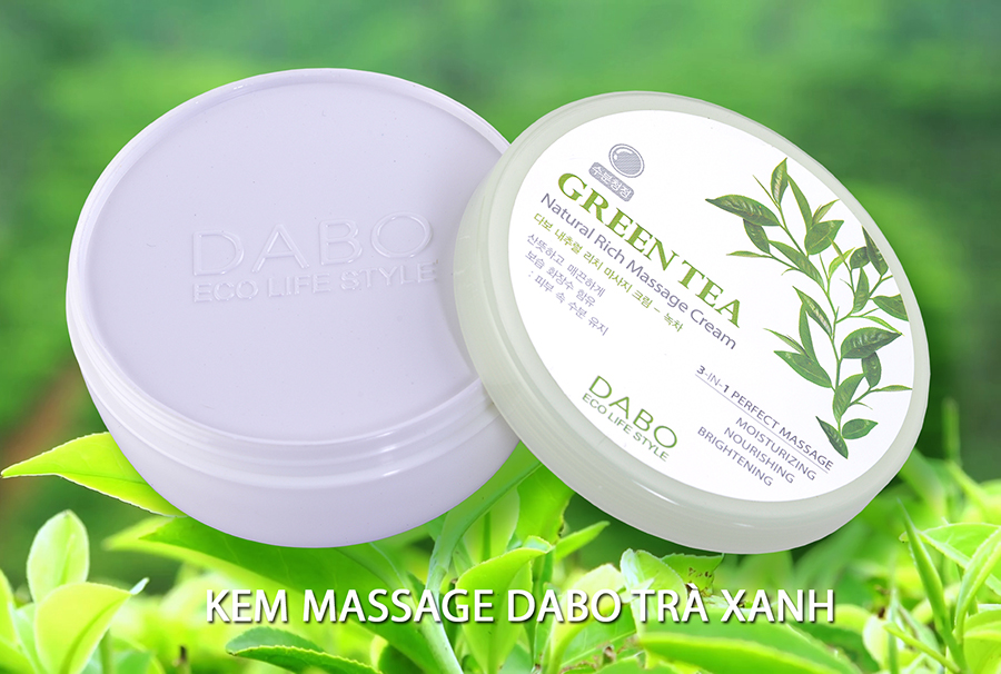 Kem massage mặt và toàn thân làm trắng, tái tạo da trà xanh Dabo Hàn Quốc 200ml + Móc khoá