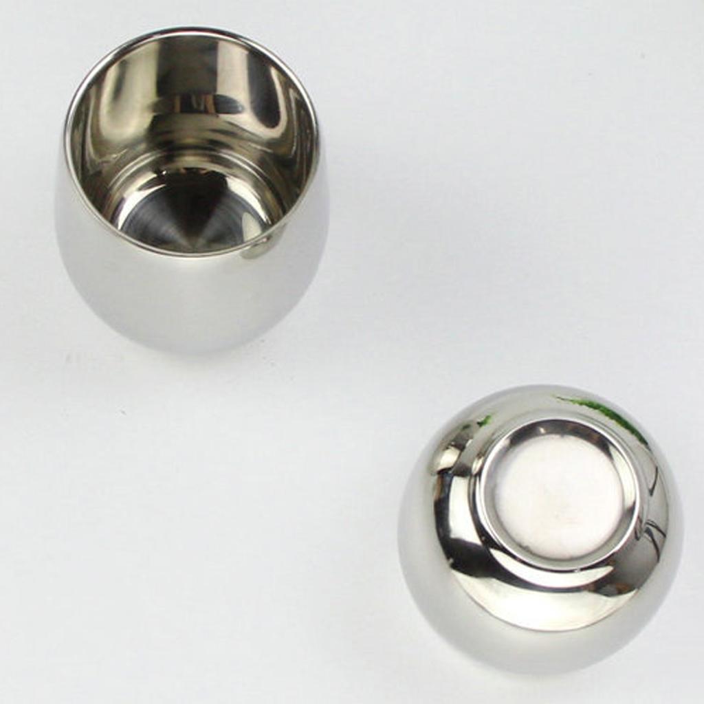 2xStainless Steel Beer Cup Double Wall Milk Coffee Tea Mug Curved 200ml