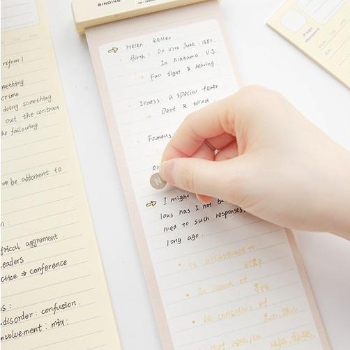 Giấy Note - Giấy Ghi Chú Kế Hoạch/ Tự Vựng/ Todo List Form Dài Màu Pastel Kèm Stickers