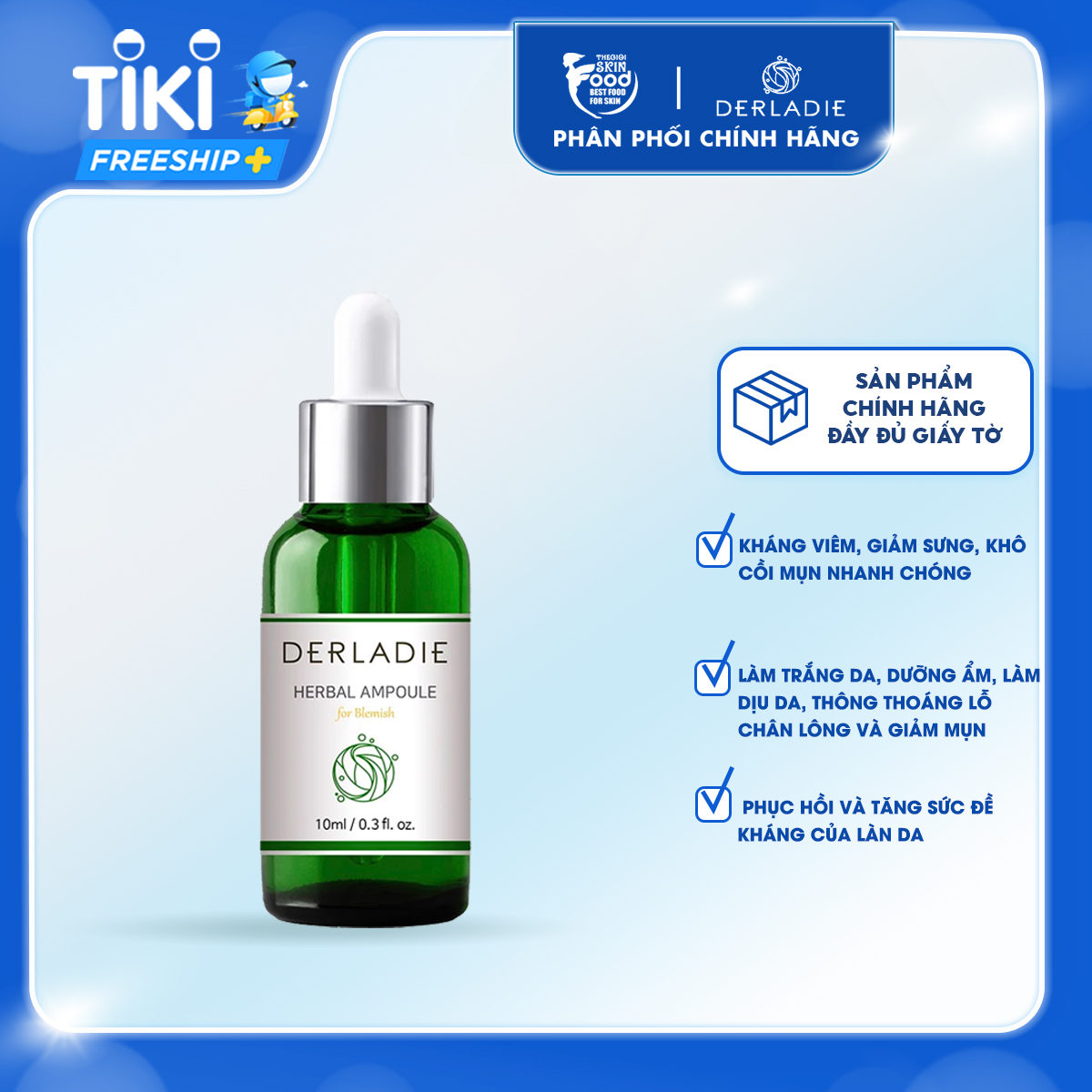 Chấm Mụn Tràm Trà Xẹp Mụn, Khô Cồi Sau 72H Derladie Herbal Ampoule For Blemish