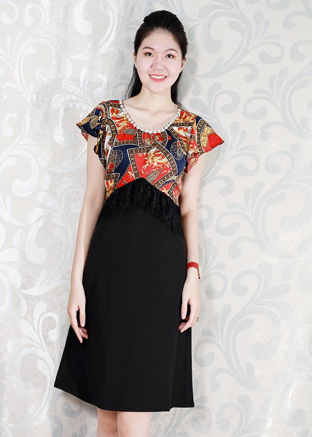 Đâm Suông Chữ A Thanh Lịch Kiểu Đầm Phối Ren Đính Đá GOTI 3074