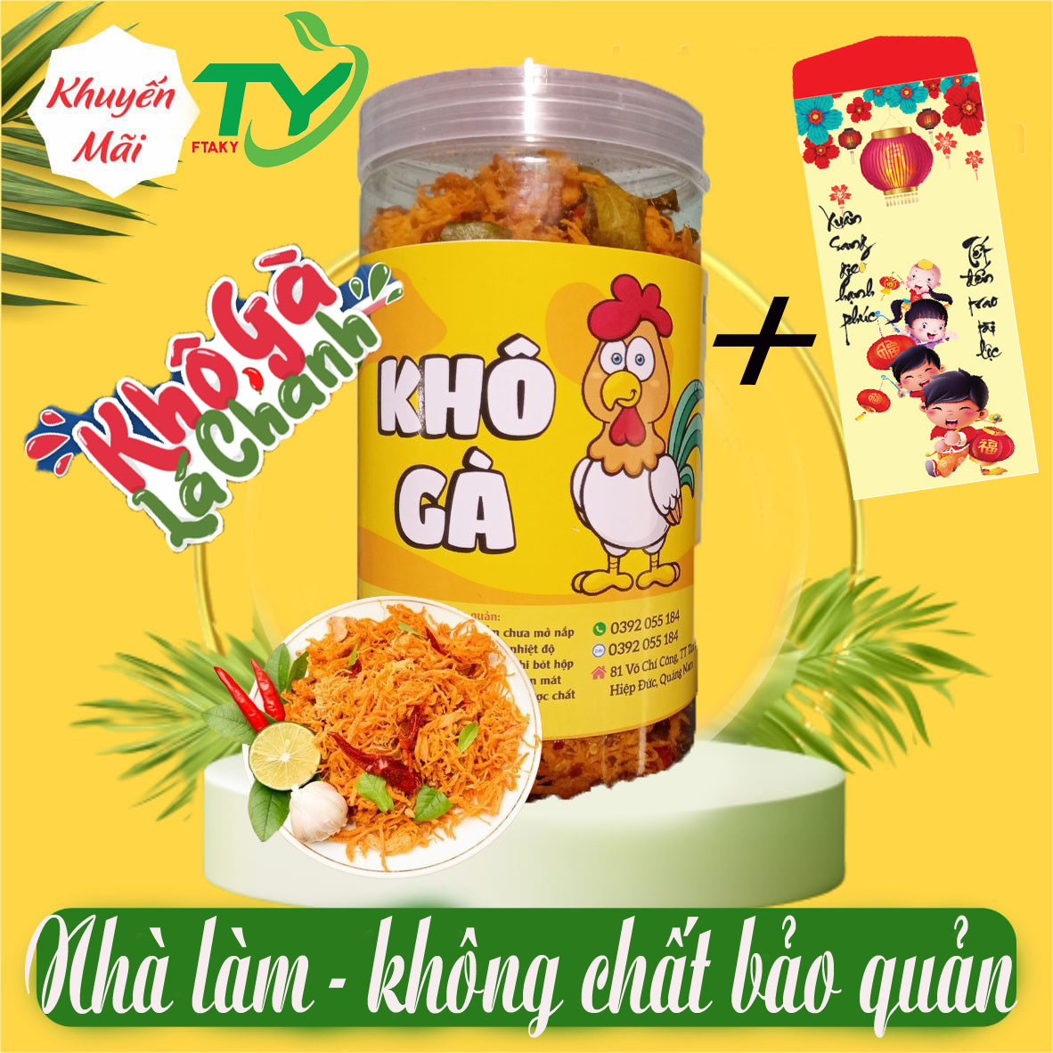 Khô Gà Lá Chanh Nhà Làm Không Chất Bỏa Quản - thơm ngon đậm vị - Cay cay - FTAKY