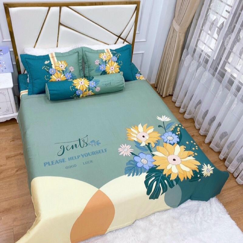 Bộ ga gối chăn trần cotton living 5 món