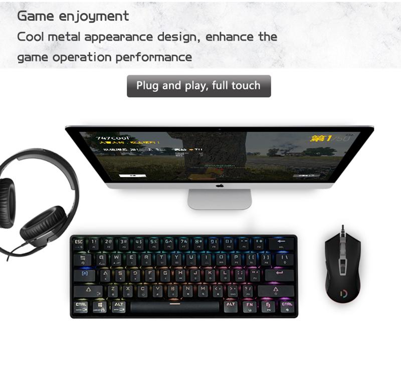 Bluetooth-Tương Thích Chế Độ Kép Cơ RGB Nhiều Hiệu Ứng Ánh Sáng 61 Phím Máy Tính Bảng Điện Thoại Di Động Xanh Cho máy Tính Game Thủ