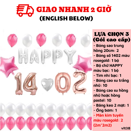 Bộ bong bóng trang trí ngày lễ tình nhân Valentine đẹp vlt38