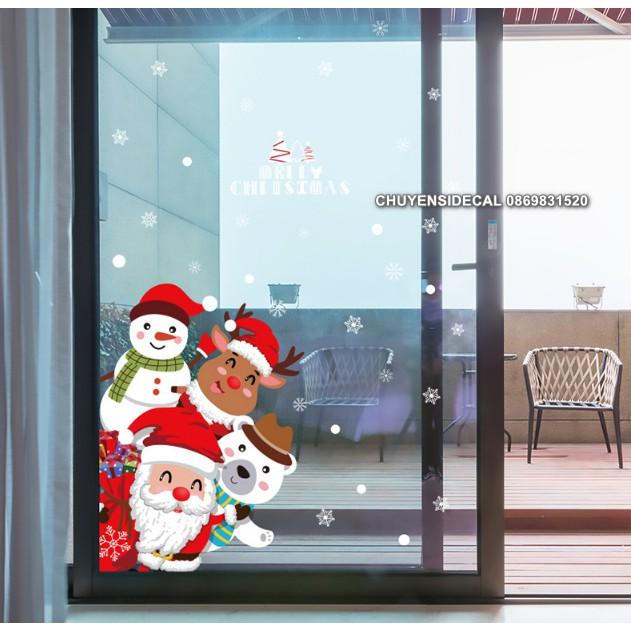 Decal trang trí tường Noel - 4 Noel Trắng Đỏ Xin Chào