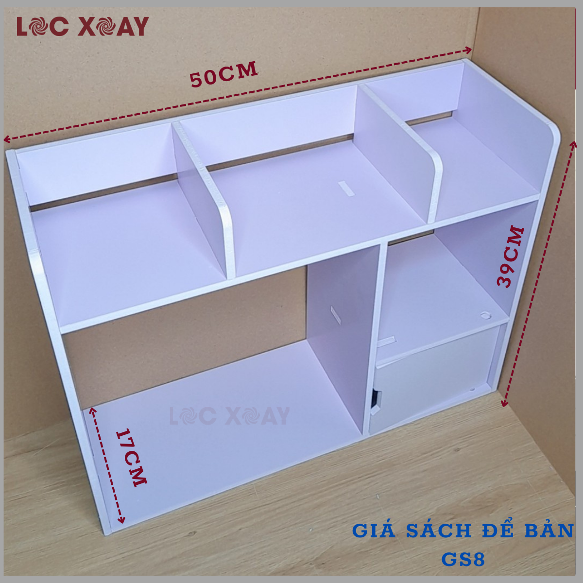 Kệ Sách Để Bàn GS8 Chất Liệu Gỗ Nhựa An Toàn Thân Thiện Môi Trường Tối Ưu Không Gian, Giá Sách Đa Năng Kích Thước 50*17*39 (cm)_Lốc Xoáy