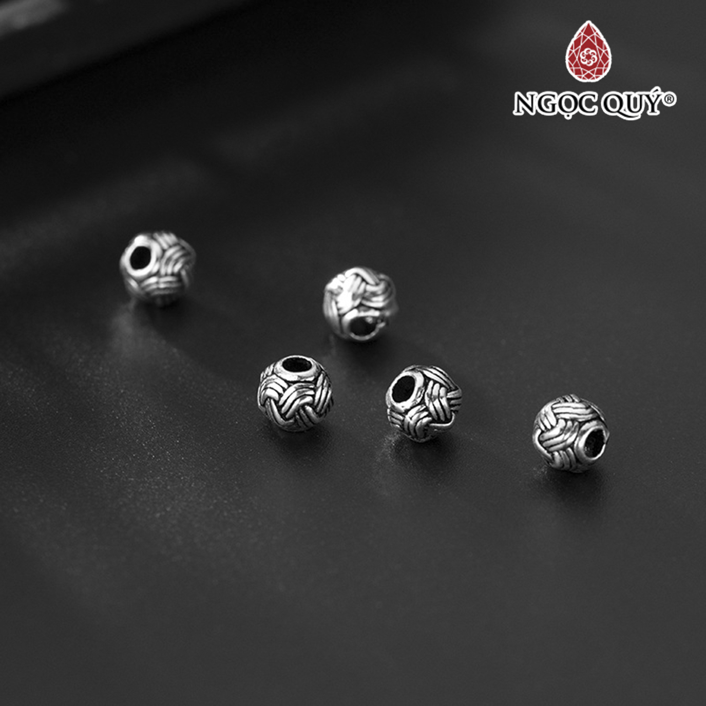 Charm bạc hình cầu mây xỏ ngang - Ngọc Quý Gemstones