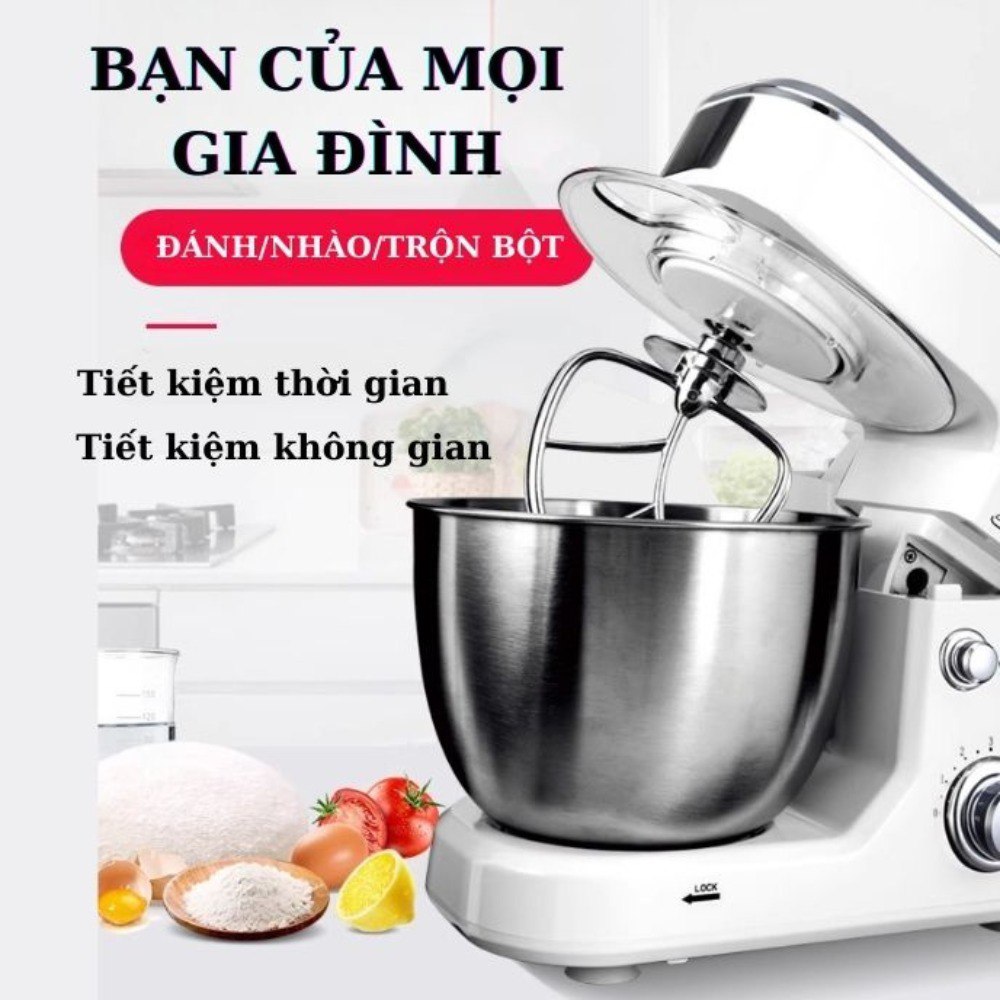 Máy đánh trứng trộn bột để bàn SOKANY SC-209, công suất lớn 800W,  cối INOX 4L trộn bột, nhào bột tự động - HÀNG CHÍNH HÃNG - DELIYA