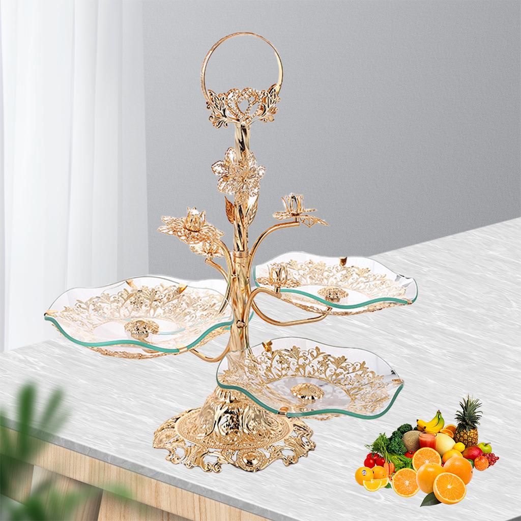 3-Tier Dessert Stand Fruit Plate Candy Cupcake Serving Tray Tempered Glass Trays for Wedding Birthday Party Home Holiday Countertop Decoration