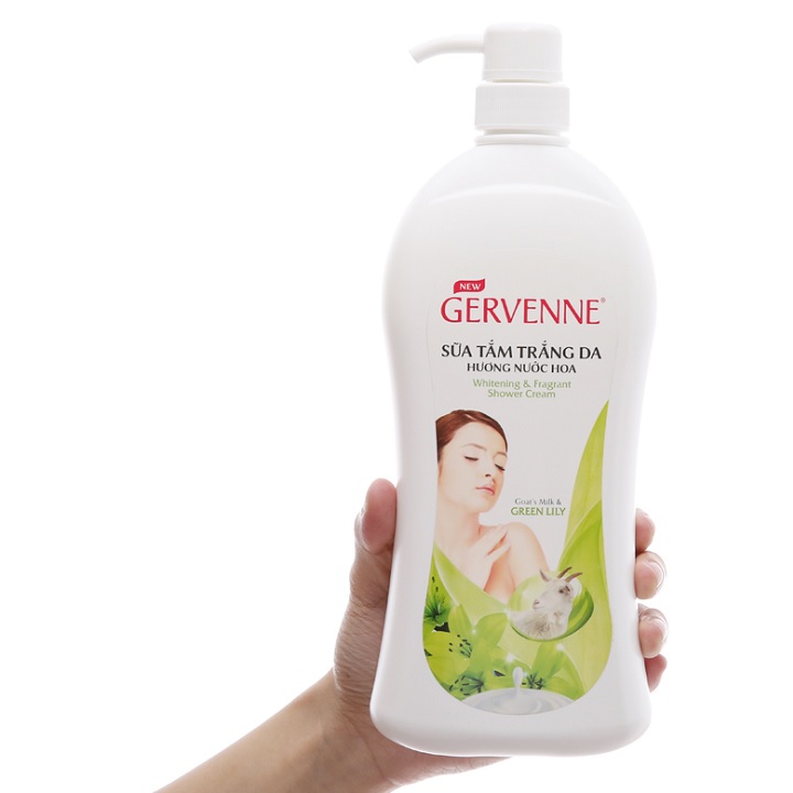 Sữa tắm trắng da Gervenne Green Lily 900gr+Tặng Lăn khử mùi trắng da Gervenne 50gr