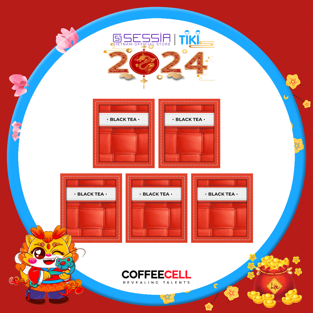 Combo 5 Gói Trà Đen Với Nhân Sâm Trắng Thượng Hạng COFFEECELL - Hương thơm cay nồng của nhân sâm giúp bộc lộ tài năng, đánh thức cảm xúc tươi mới - Hàng Chính Hãng