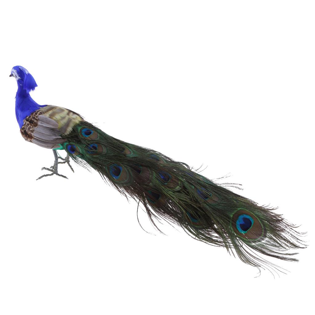 Fake Artificial Peacock Bird Feathered Realistic Garden Home Decor Ornament