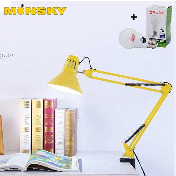 Đèn kẹp bàn MONSKY PX02 cổ điển kèm bóng LED 7W Rạng Đông chống cận