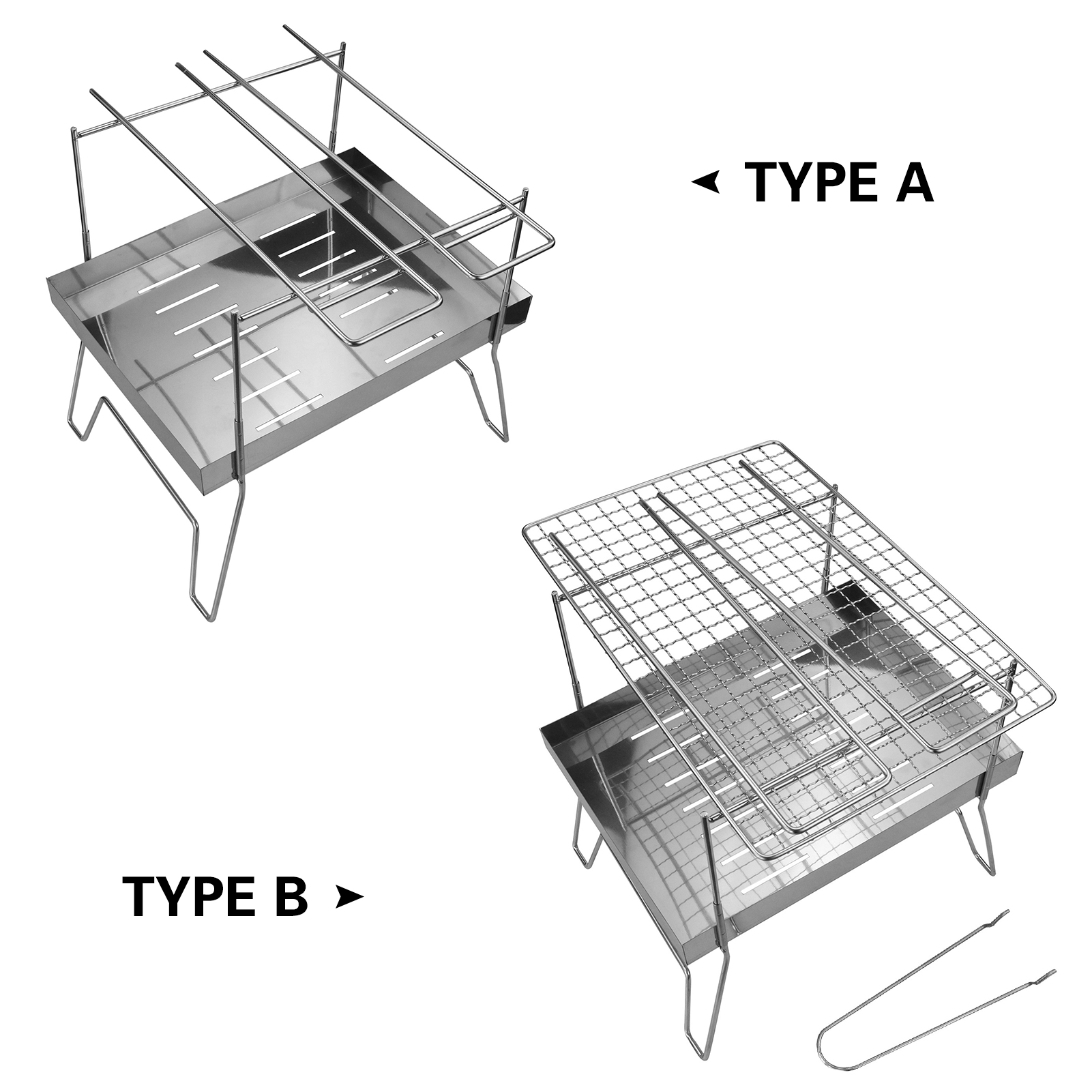 Lò Nướng Bằng Thép Không Gỉ Có Xiên Nướng Dành Cho Cắm Trại Dã Ngoại Ngoài Trời