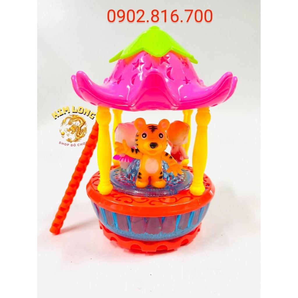 Đồ chơi lồng đèn trung thu cho bé hình cây nấm xoay đèn có CHÚ HỔ tặng pin có đèn và nhạc quà tặng trung thu