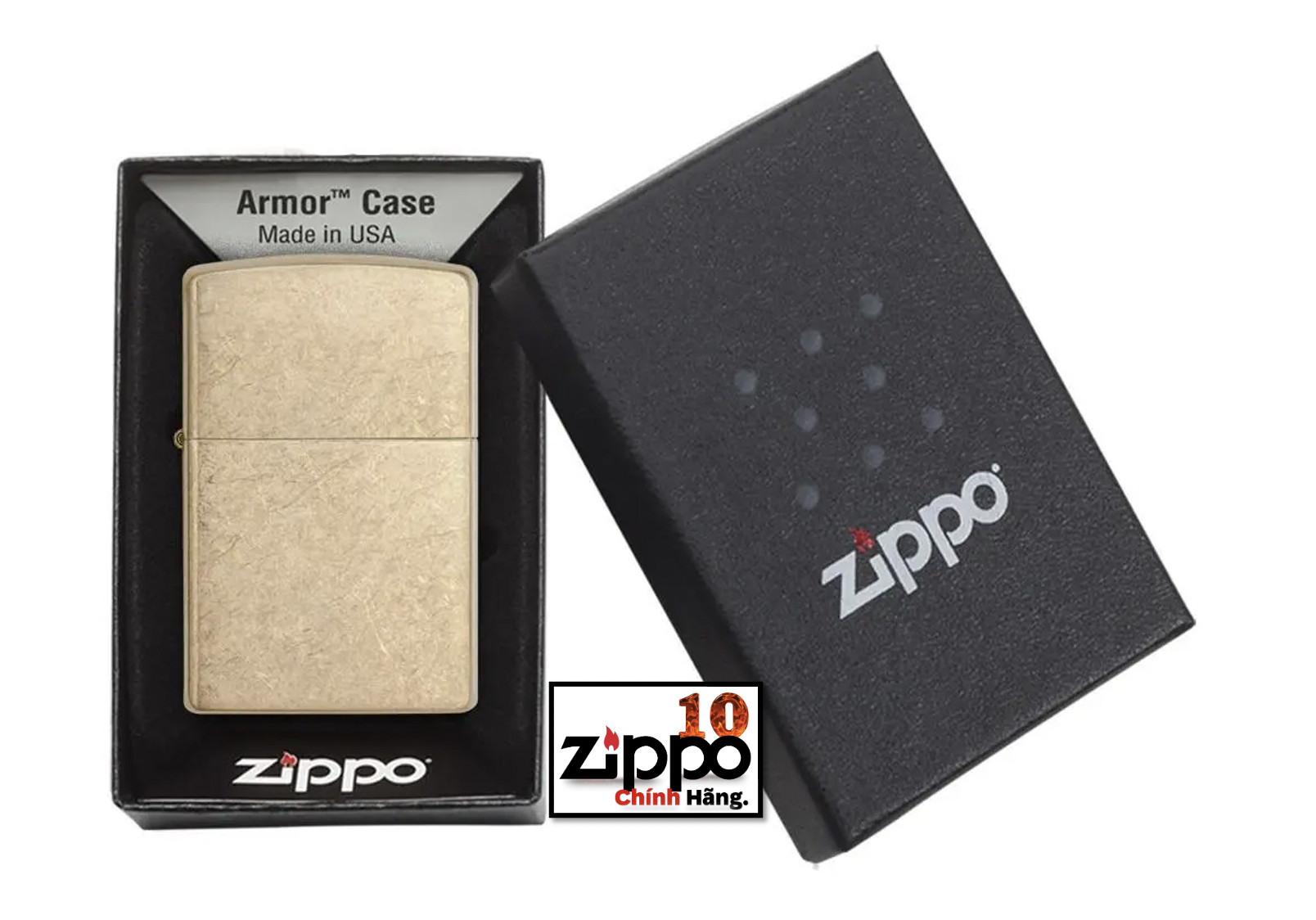 Bật lửa Zippo 28496 Tumbled Brass Armor - Chính hãng 100%