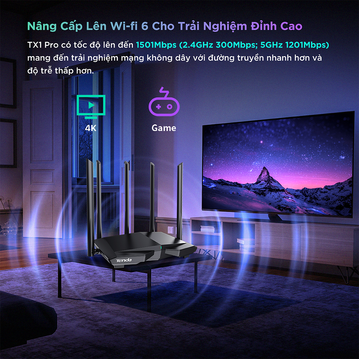 Tenda Thiết bị phát Wifi TX1 Pro Chuẩn Wifi 6 AX1500Mbps - Hàng chính hãng