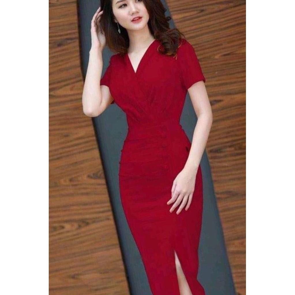 Đầm body dự tiệc nút bọc siêu sang