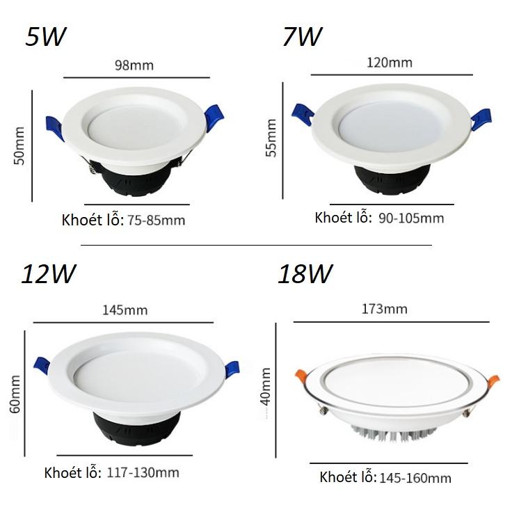 Đèn Led Âm Trần 5W/7W/12W/18W, Downlight, Đèn Trần Văn Phòng, A5/7/12/18 Hàng Chính Hãng