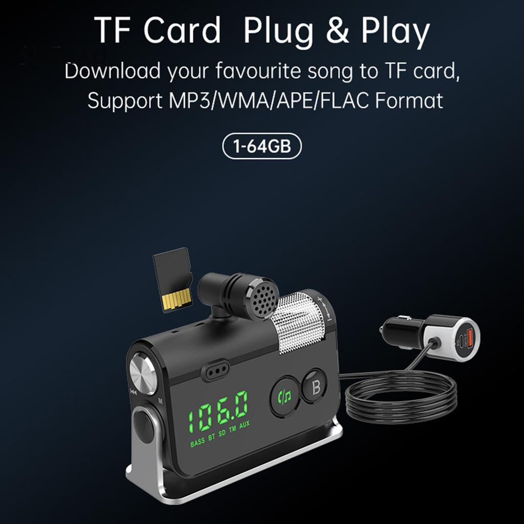 *QXDZ* BC73 12V/24V Noise Reduction Car QC 3.0 PD18W Fast Charging Bluetooth 5.0 FM Transmitter