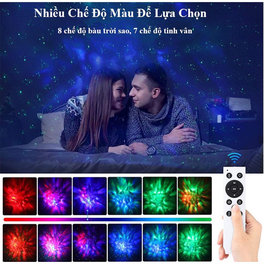 Đèn Thiên Hà V5 Chiếu Bầu Trời Sao Tích Hợp Pin Tích Điện 5-6H Có Cảm Biến Nhạc - Kết Hợp Loa Bluetooth Lắp Bay Phòng Phòng Ngủ