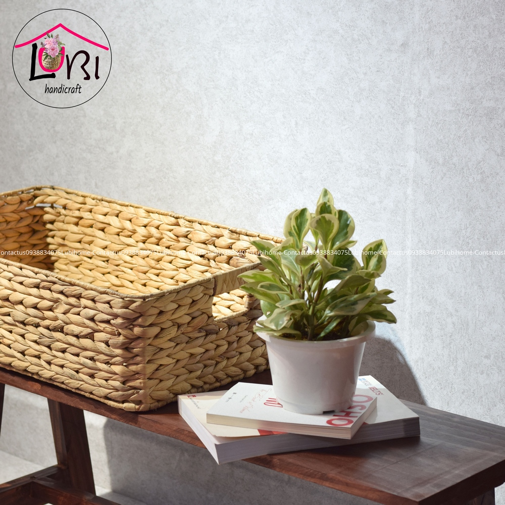 Lubihandicraft - Khay đựng đồ đan lục bình bo góc để giường - đẹp, tiện dụng