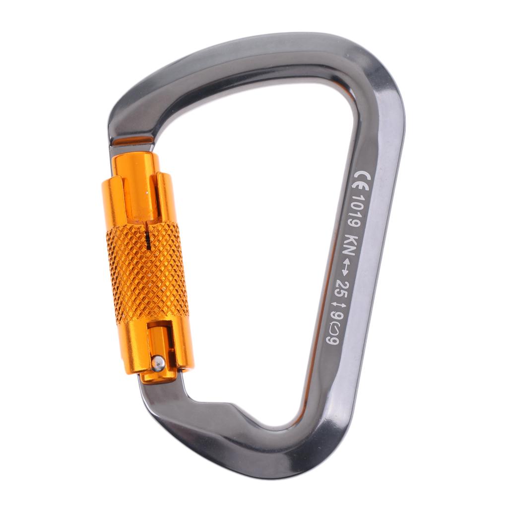 25KN / 2500KG Twist Gate Auto Self Lock Carabiner for Rock Climbing Caving Arborist Rigging Rappelling Rescue Outdoor Sport Tool