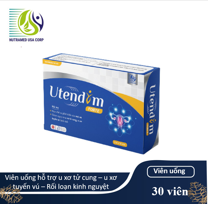 UTENDIM Forte [Hộp 30v]- Hỗ trợ cho các trường hợp u xơ, rối loạn kinh nguyệt - Nhà máy liên doanh Medinej USA đạt chuẩn WHO-GMP