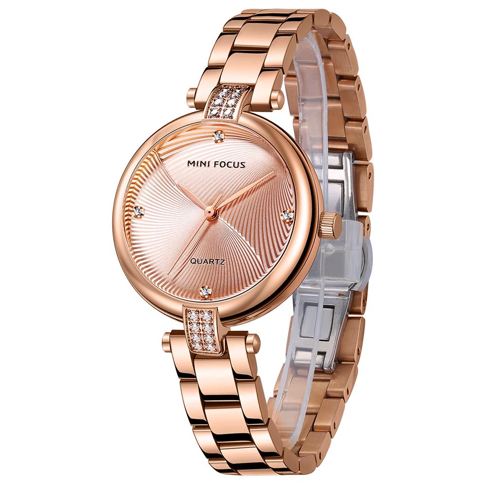 Đồng hồ nữ thời trang Quartz MINI FOCUS kiểu dáng cổ điển dây đeo bằng thép rắn chắc, chống thấm nước 3ATM