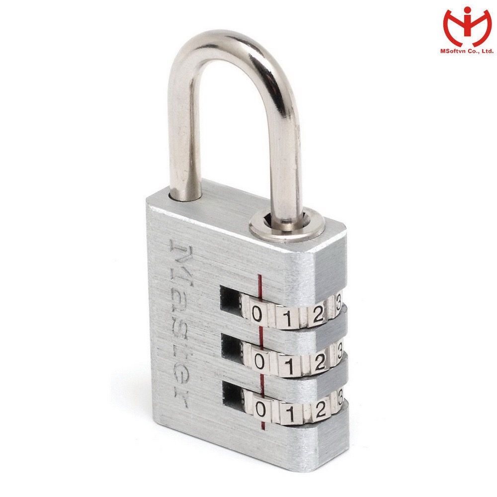 Ổ khóa số Master Lock 7630 D thân nhôm 30mm dùng khóa vali hành lý