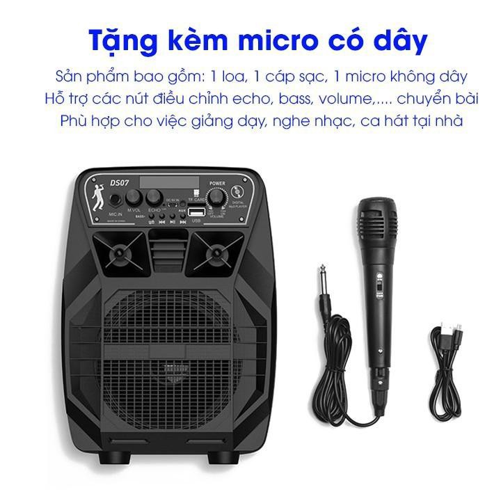 Loa Bluetooth Karaoke DS07 kèm 1 micro có dây - Hàng nhập khẩu