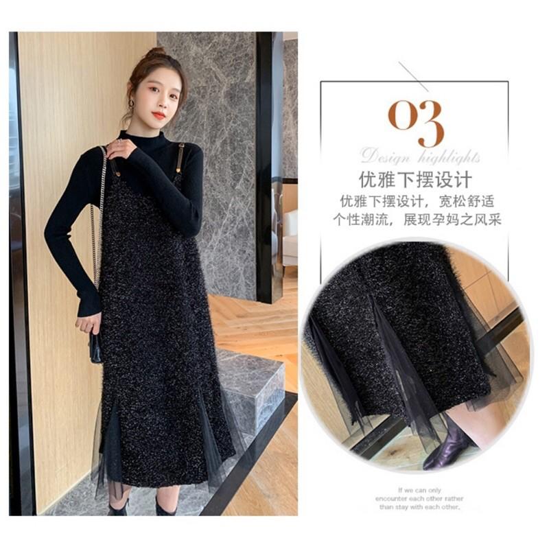 Set váy bầu áo len + váy yếm siêu đẹp quảng châu ko
