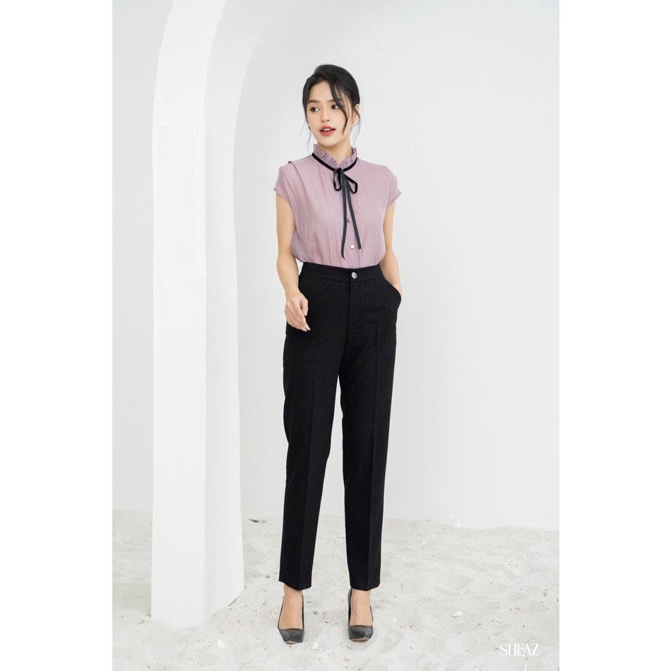 SHEAZ Quần Tây Âu Nữ Lưng Cạp Cao Công Sở Màu Đen Form Chuẩn Ôm Tôn Dáng